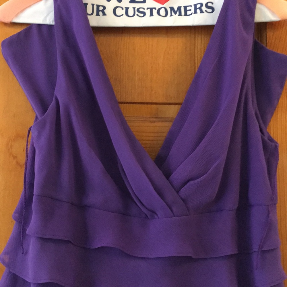 London Times Purple Ruffle Midi Dress